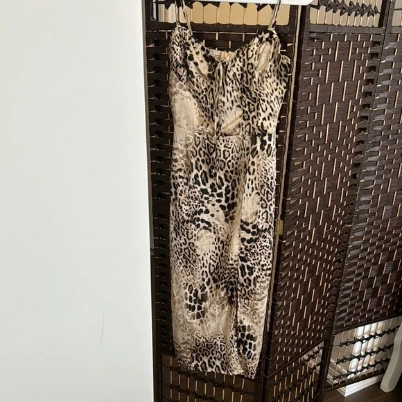 Leopard Print Spaghetti Strap Dress - Picture 2 of 5